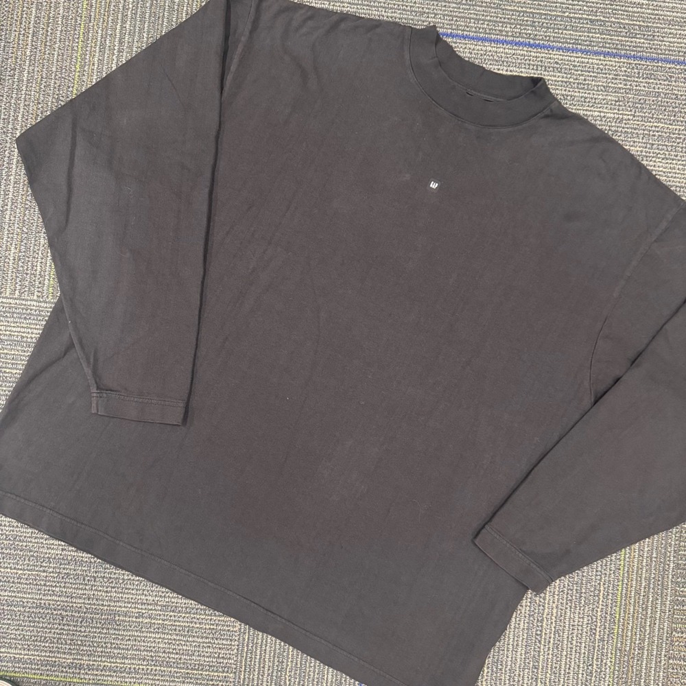 Yeezy Gap Black Long Sleeve Mock Neck T Shirt Oversized Fit Mens XL